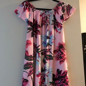 ASOS pink floral Bardot dress size 2